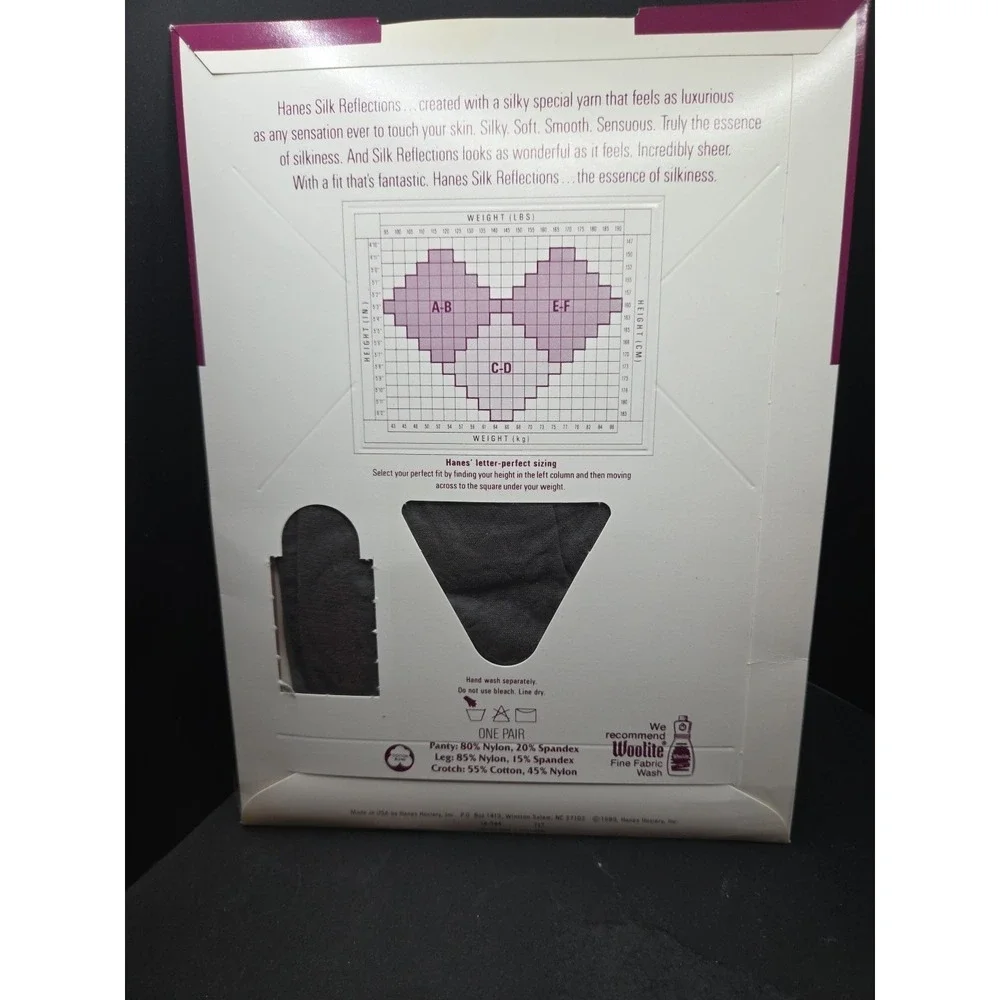 Hanes Silk Reflections Pantyhose Size EF Style 717, Barely‎ Black Control Top